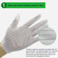 White striped anti-static plastic gloves with stitched stripe detail