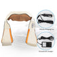 Vibration neck shawl massager with control panel, cream fabric and orange trim