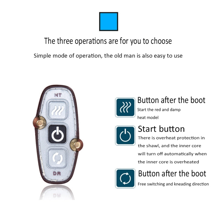 Handheld massager controller with button icons for modes, for neck shawl massager