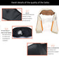 Neck massager showing material and stitching details, cream body with orange accents