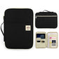 Black zippered A4 document folder with top handle and front zipper pocket
