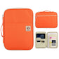 Orange zippered A4 document folder with top handle and front pocket