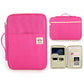Pink zippered A4 document folder with top handle and front zipper pocket