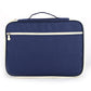 Navy zippered document folder with front zipper and top carry handle