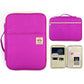 Purple zippered A4 document folder with top handle and front pocket