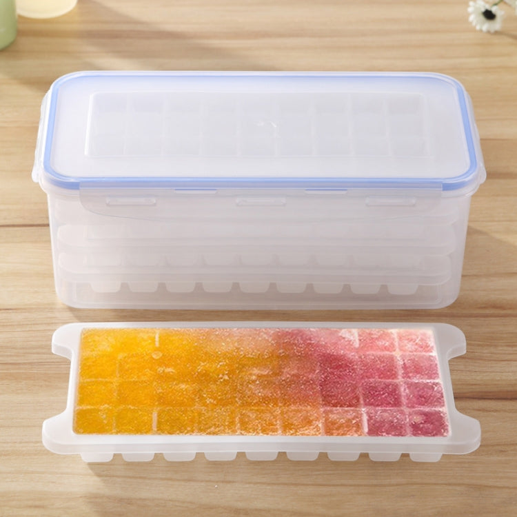 Square ice mold storage box with clear lid, multi-layer tray organizer, 4 layers