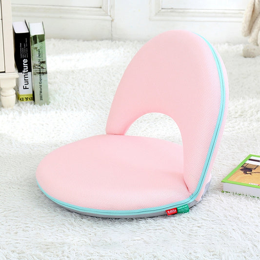 Light pink folding nursing backrest chair with teal-trim seat and curved backrest