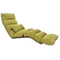 Foldable single recliner floor chair in green, padded backrest and reclining seat pads