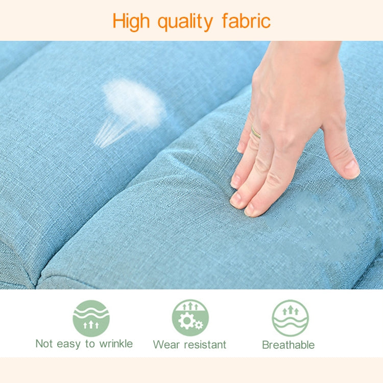 Light blue recliner cushion with linen-look fabric and rounded padded seams