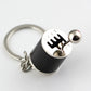 Black six-speed gear shift keychain with key ring and hanging metal ball