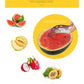 Watermelon cutter concept showing watermelon halves with cutter over fruit