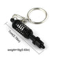 Black shock absorber keychain with silver key ring and spring detail