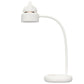 Cat-shaped LED desk lamp with white shade and curved gooseneck stand