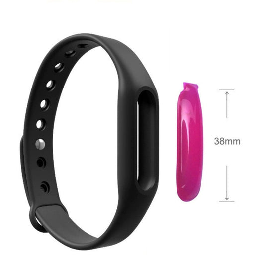 Black silicone anti-mosquito wristband with perforated strap and buckle opening