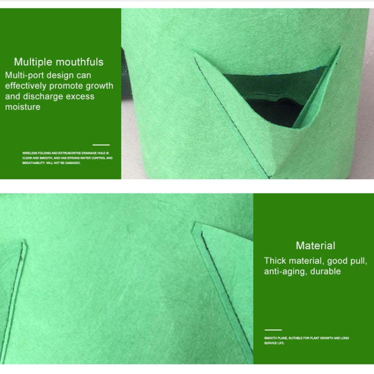 Green felt strawberry planting bag close-up showing reinforced side panels