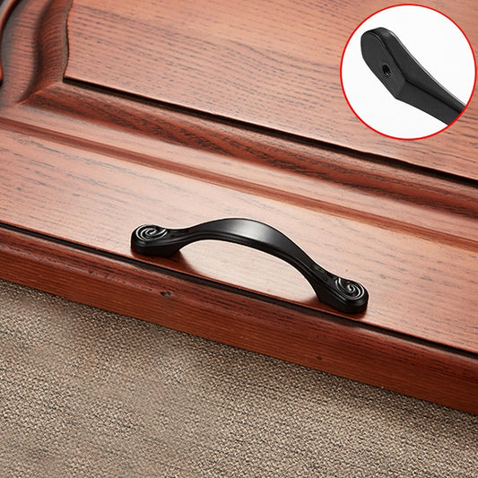 Black arched cabinet drawer pull handle, antique-style, 64mm hole spacing