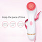 Pink battery-powered silicone ultrasonic facial cleansing brush with round vibration head