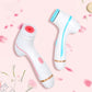 Pink handheld facial cleansing brush with silicone vibration head and second interchangeable head
