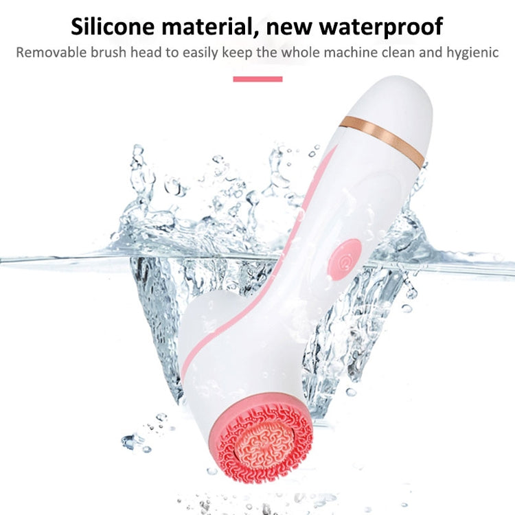 Pink and white waterproof facial cleanser with red silicone brush head