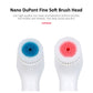 Replacement soft brush heads: blue and red silicone circles on white stems