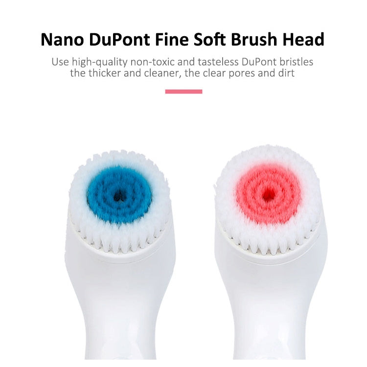 Replacement soft brush heads: blue and red silicone circles on white stems