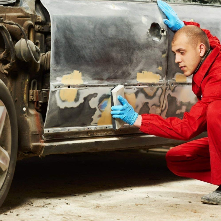 Wet/dry sanding for metal polishing using a blue abrasive sheet