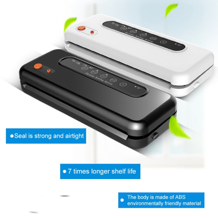 Black and white vacuum food sealer combo with sealing bar and control panels