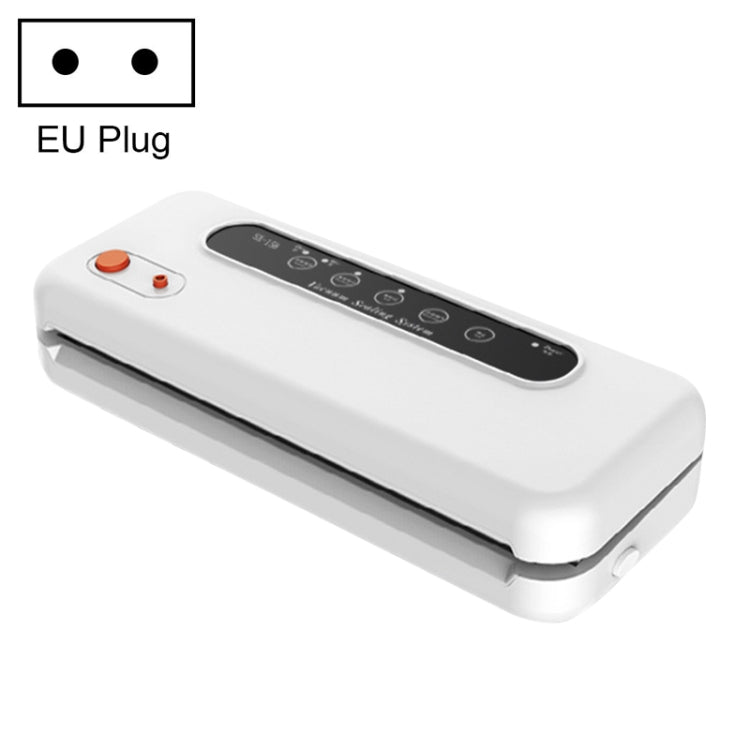 White countertop vacuum food sealer with EU plug and control panel