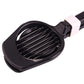 Black egg slicer with white handle accent and round slicing base