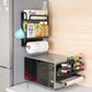 Magnetic refrigerator rack with two shelves, paper towel holder, and side condiment storage