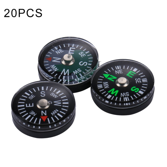 Set of black 20mm plastic compass discs with directional markings and needle