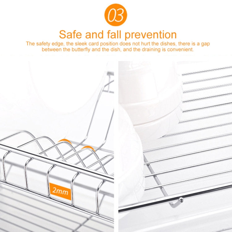Dish rack with safety edge and 2mm gap design, chrome wire frame and rails