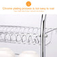 Chrome wire dish rack frame with hanging utensil slots and drain rail