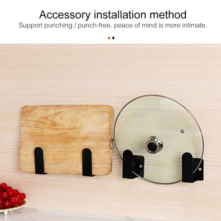Wall-mounted chopping block holder with light wood back and two black slots