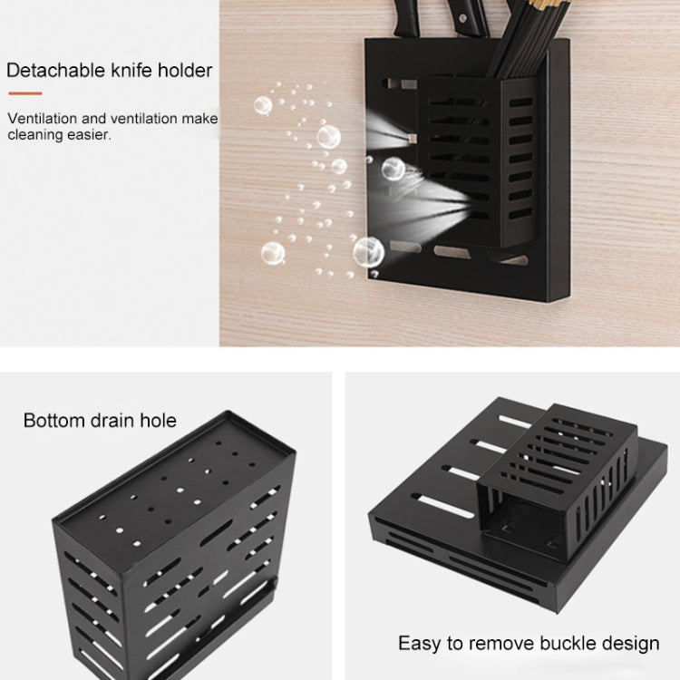 Detachable wall-mounted knife holder with vented drain base
