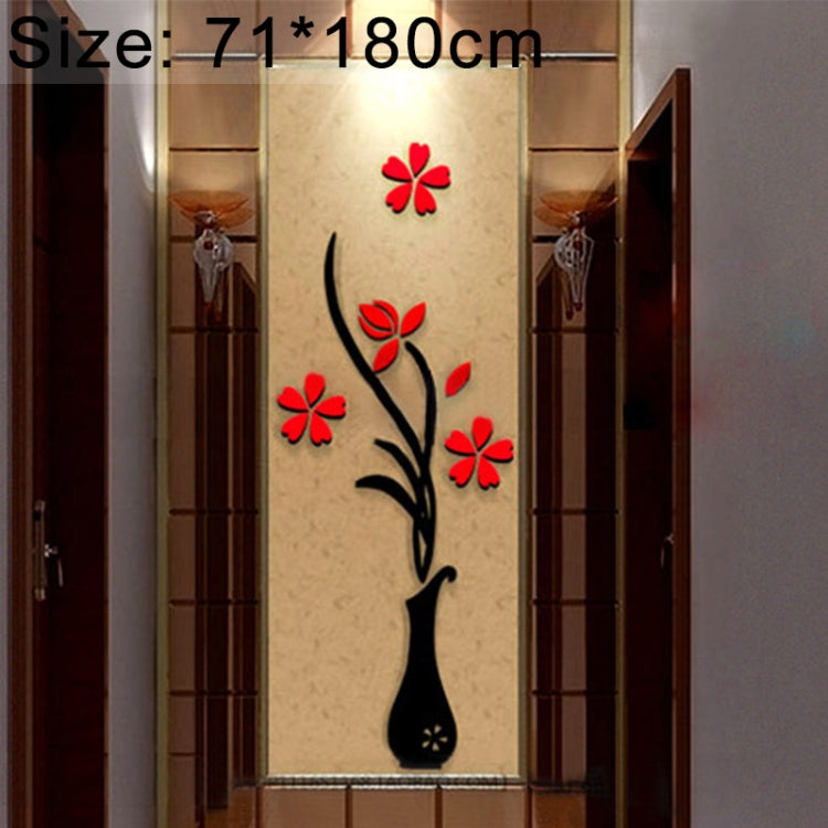 Black vase and red flower wall decal centered between doorways
