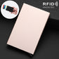 Light pink slim business and credit card holder with hinged front
