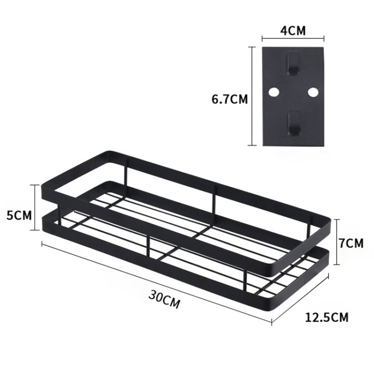 Black wall mount seasoning rack, 30cm long, two wire shelves with mounting bracket