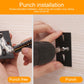 Black wall-mount seasoning rack bracket with screws during punch-free installation