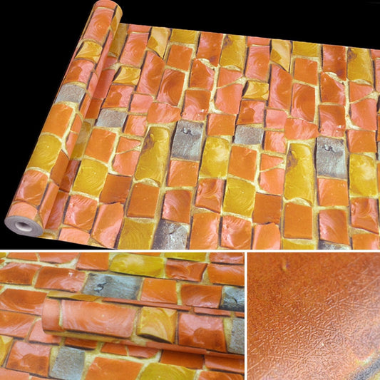 Colored stone 3D brick wallpaper sheet with rolled edge and textured surface