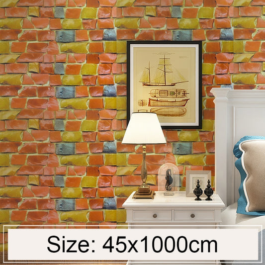 Colored stone 3D brick pattern wall wallpaper roll for waterproof decoration
