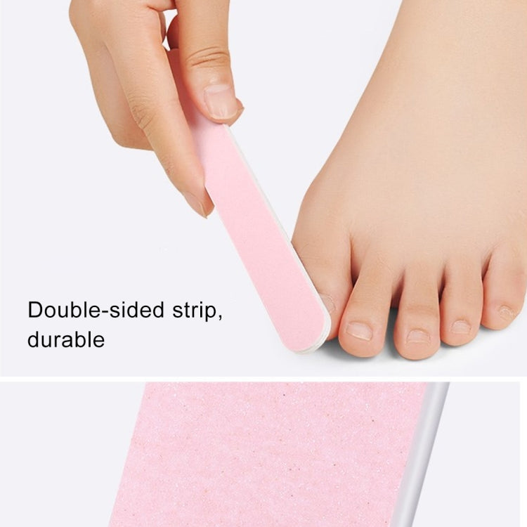Pink double-sided foot file strip used on toes and top of foot