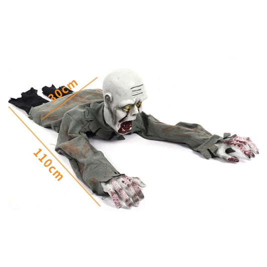 Zombie ghost crawling costume with skull mask, yellow eyes, long sleeves and claw gloves