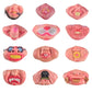 Assorted clown latex half-face masks, pink scary faces with varied mouths and teeth