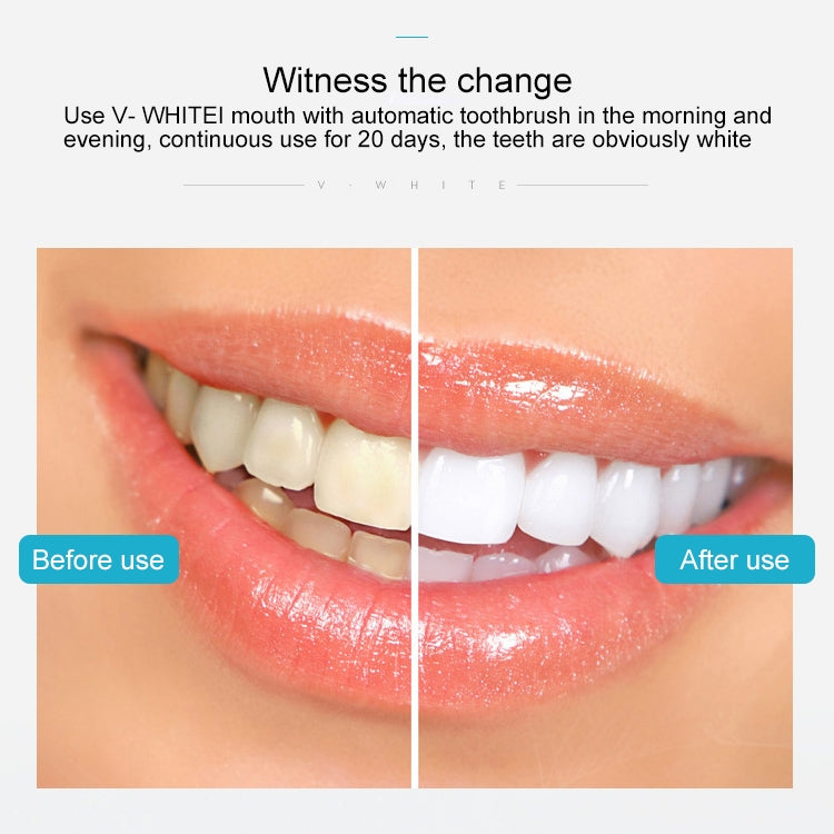 Teeth before and after automatic brushing with visible foam cleaning