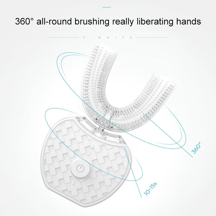 White electric silicone toothbrush base with U-shaped bristle arms