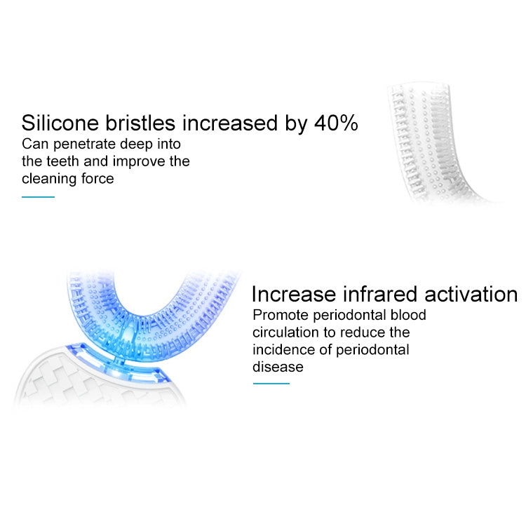 Blue silicone bristle toothbrush head with U-shaped cleaning design