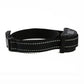 Black anti-barking dog training collar with LCD control remote, side view