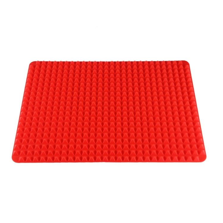 Red silicone food pad, rectangular, textured grid surface