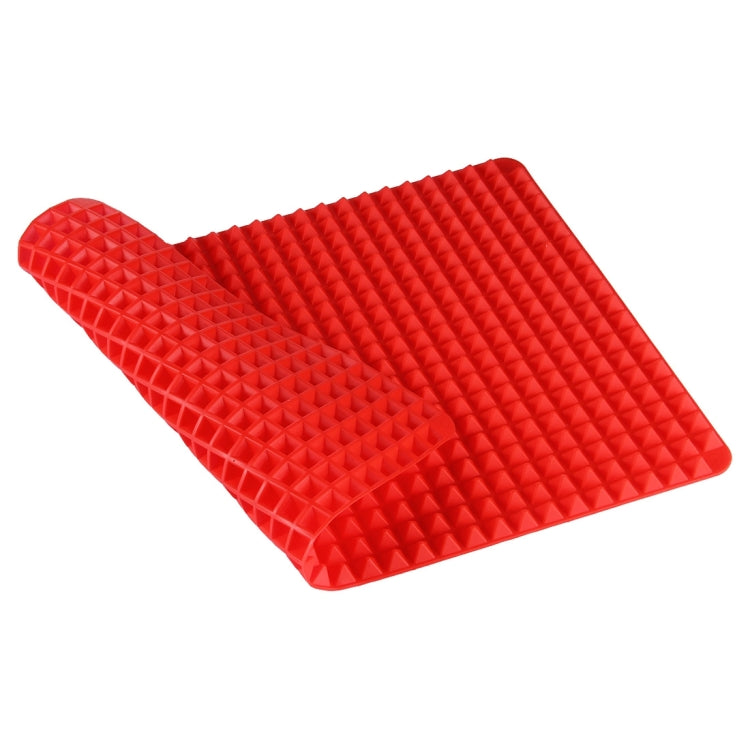 Red silicone food pad, diamond-textured surface, rectangular
